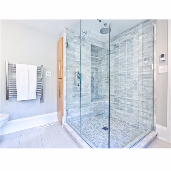 Porta scorrevole per porta della doccia del bagno con griglia a telaio sottile in vetro temperato di sicurezza in alluminio