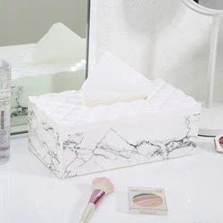 Scatola per fazzoletti in plastica di marmo con porta fazzoletti per decorazioni per la casa alla moda stampata personalizzata